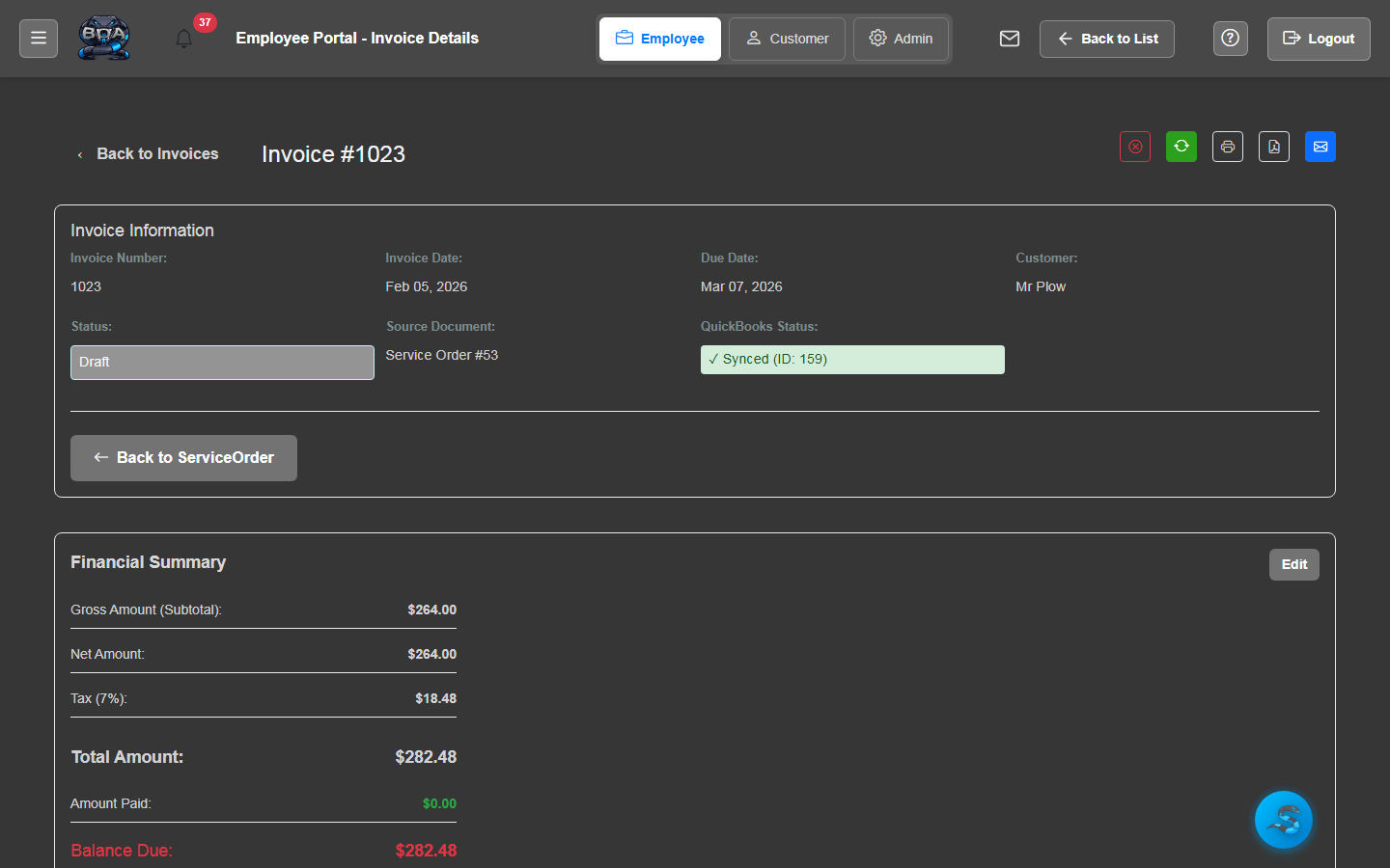 PDF & Email Invoices